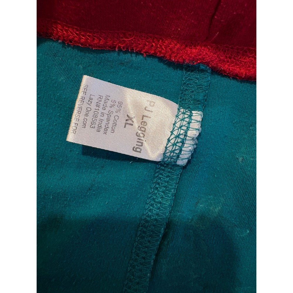 Lazy One Womens Fa La La Llama Christmas Pajama Leggings Teal Green Red XL - Picture 8 of 8